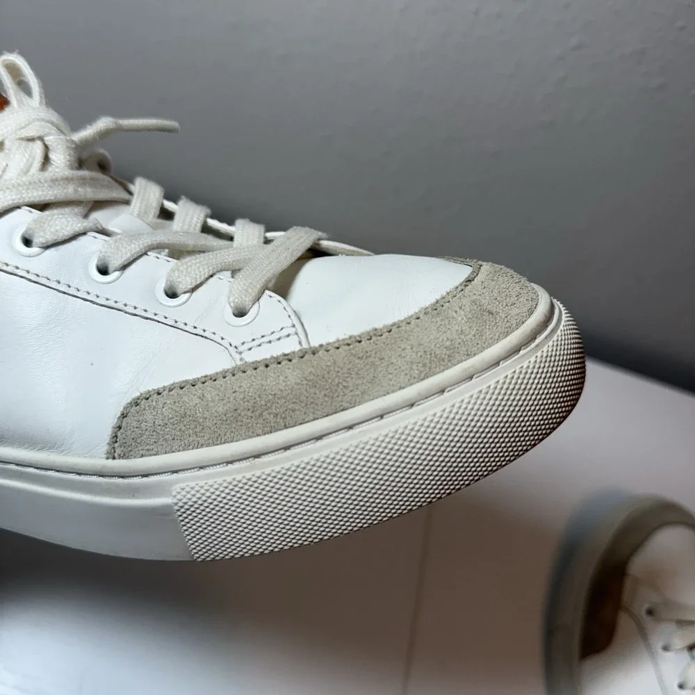 Tory Burch Sneakers Bari Nappa Color Block Women Sz 9 White Beige Leather Suede